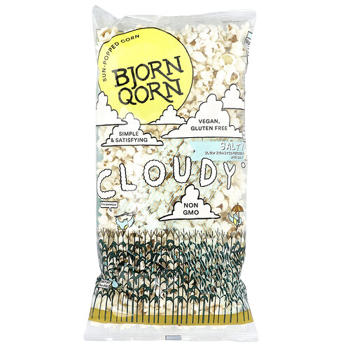 Bjornqorn Sun-Popped Corn, Cloudy Salty, 3 oz (85 g)