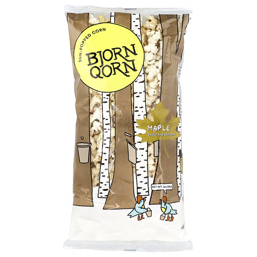 Bjornqorn Sun-Popped Corn, Maple, 3 oz (85 g)