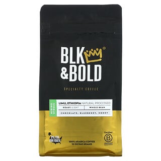 BLK & Bold, قهوة مميزة، حبوب كاملة، تحميص خفيف، مصنوعة طبيعيًا في ليمو في أثيوبيا، 12 أونصة (340 جم)