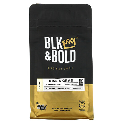 Купить BLK & Bold Specialty Coffee, цельнозерновой, средний, рост и грануляция, 340 г (12 унций)