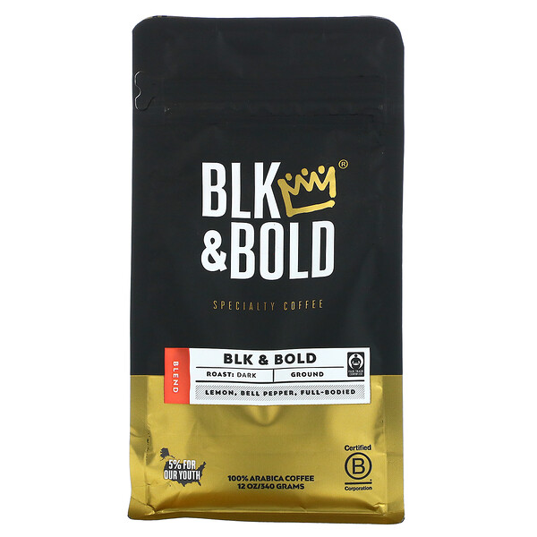 BLK & Bold‏, Specialty Coffee, Ground, Medium, BLK & Bold, 12 oz (340 g)