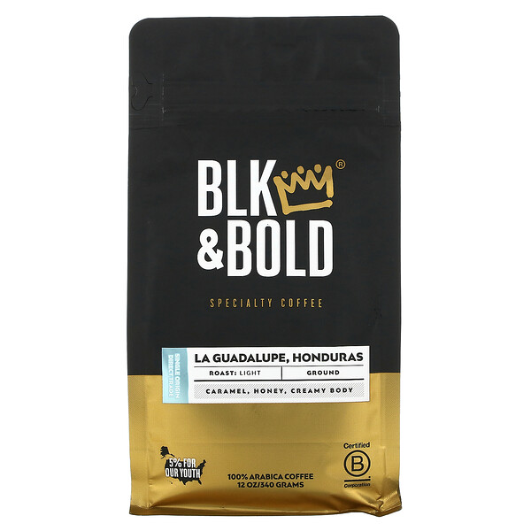 BLK & Bold, Specialty Coffee, Ground, Light, LA Guadalupe, Honduras, 12 oz (340 g)