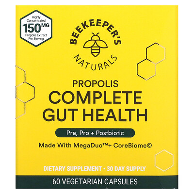 

Beekeeper's Naturals Propolis Complete Gut Health 60 вегетарианских капсул