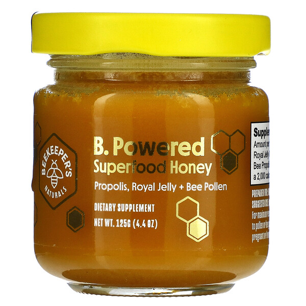 Beekeeper's Naturals‏, B.‎ Powered, דבש ממזון-על, 125 גרם (4.4 אונקיות)