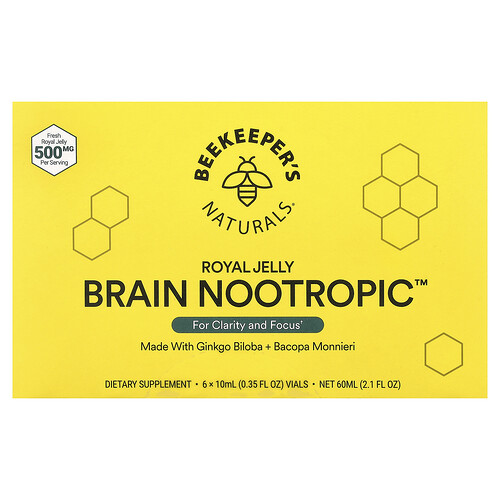Beekeeper's Naturals, Royal Jelly Brain Nootropic™, 6 Ampullen, je 10 ml