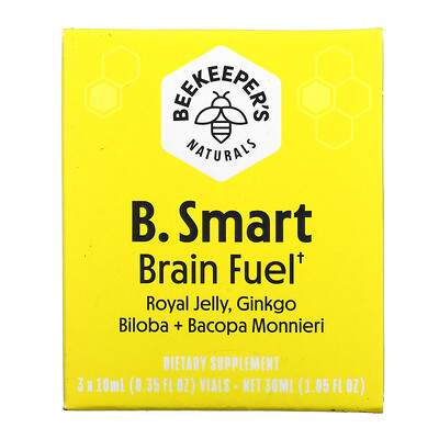 

Beekeeper's Naturals, B. Smart Brain Fuel, 3 Vials, 0.35 fl oz (10 ml) Each