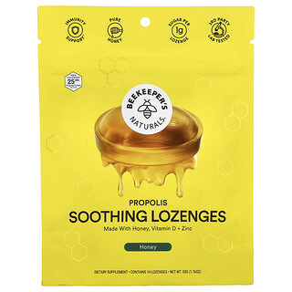Beekeeper's Naturals, Pastile calmante cu propolis, miere, 14 pastile, 50 g