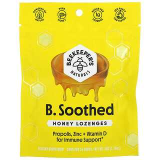 Beekeeper's Naturals, B. أقراص استحلاب بطعم العسل للتسكين، 14 قطرة، 1.76 أونصة (50 جم)