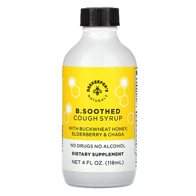 Beekeeper's Naturals B. Soothed Cough Syrup, 4 fl oz (118 ml)