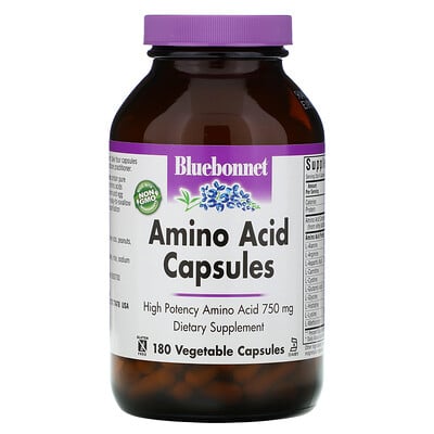 Bluebonnet Nutrition Капсулы с аминокислотами, 750 мг, 180 растительных капсул