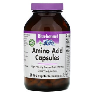 Bluebonnet Nutrition, Капсулы с аминокислотами, 750 мг, 180 растительных капсул