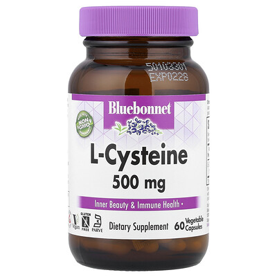 Bluebonnet Nutrition, L-cisteína, 500 mg, 60 cápsulas vegetales