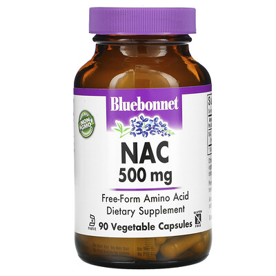 Bluebonnet Nutrition NAC, 500 мг, 90 растительных капсул