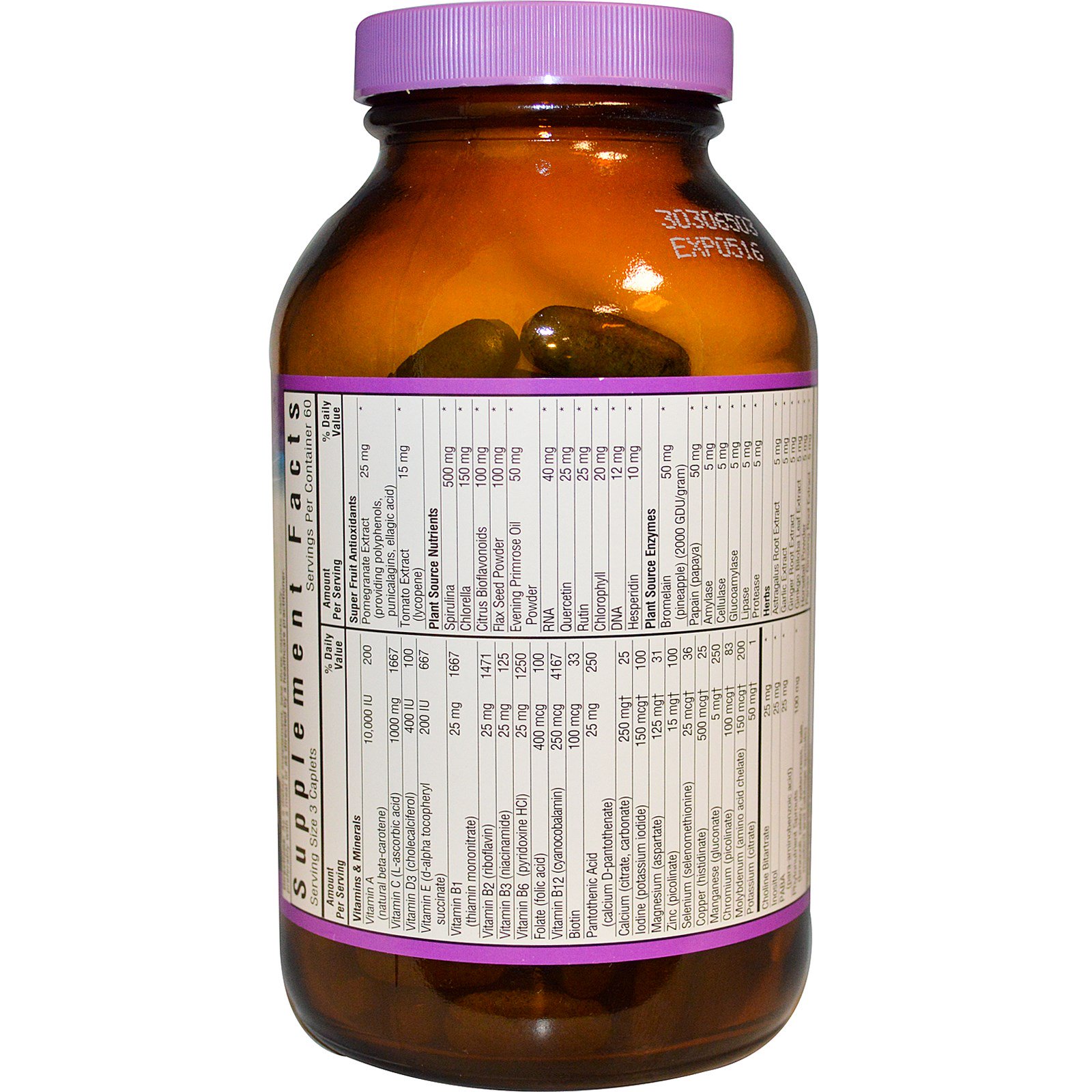 Bluebonnet Nutrition, Super Earth Multinutrient, Iron Free, 180 Caplets ...