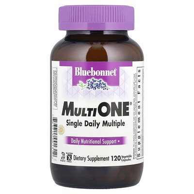 Bluebonnet Nutrition, MultiONE®, Suplemento multivitamínico para una sola ingesta diaria, 120 cápsulas vegetales