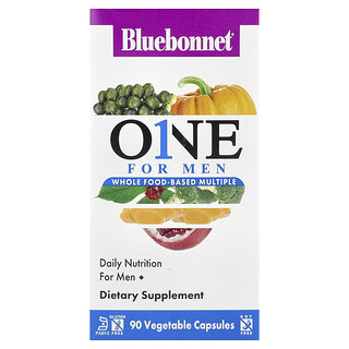 Bluebonnet Nutrition, SATU Lelaki, Pelbagai Berasaskan Makanan Keseluruhan, 90 Kapsul Sayuran