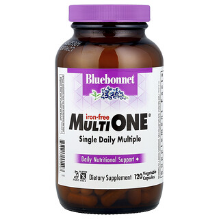 Bluebonnet Nutrition, MultiONE®, Suplemento multivitamínico de una ingesta diaria sin hierro, 120 cápsulas vegetales