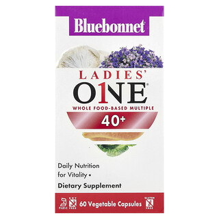Bluebonnet Nutrition, Women's ONE® 40+, Multiple à base d'aliments entiers, 60 capsules végétales