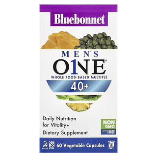 Bluebonnet Nutrition, Men's ONE® 40+, multiplo a base di alimenti integrali, 60 capsule vegetali