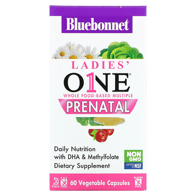 

Bluebonnet Nutrition Ladies One, комплекс для беременных из цельных продуктов, для беременных, 60 растительных капсул