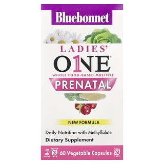 Bluebonnet Nutrition, Ladies' One®, Suplemento prenatal, 60 cápsulas vegetales