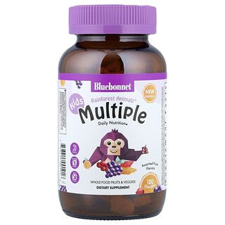 Bluebonnet Nutrition, Rainforest Animalz®, Kids Multiple, Assortiment de fruits, 180 comprimés à croquer