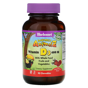 Отзывы о Блубоннэт Нутришен, Rainforest Animalz, Vitamin D3, Natural Mixed Berry Flavor, 400 IU, 90 Chewable Tablets