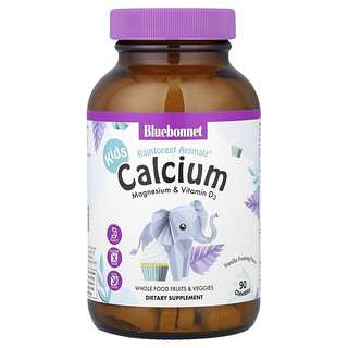Bluebonnet Nutrition, 儿童，Rainforest Animalz®，钙镁和维生素 D3，香草糖香味，90 片咀嚼片
