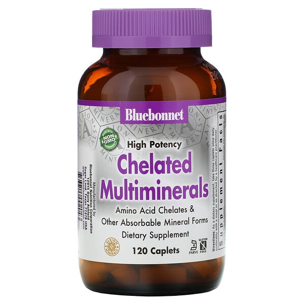 Bluebonnet Nutrition, High Potency, Chelatierte Multimineralien, 120 Kapseltabletten