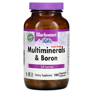 Bluebonnet Nutrition, Multiminerals Plus Boron, Iron-Free, Multimineralstoffe plus Bor, ohne Eisen, 180 pflanzliche Kapseln