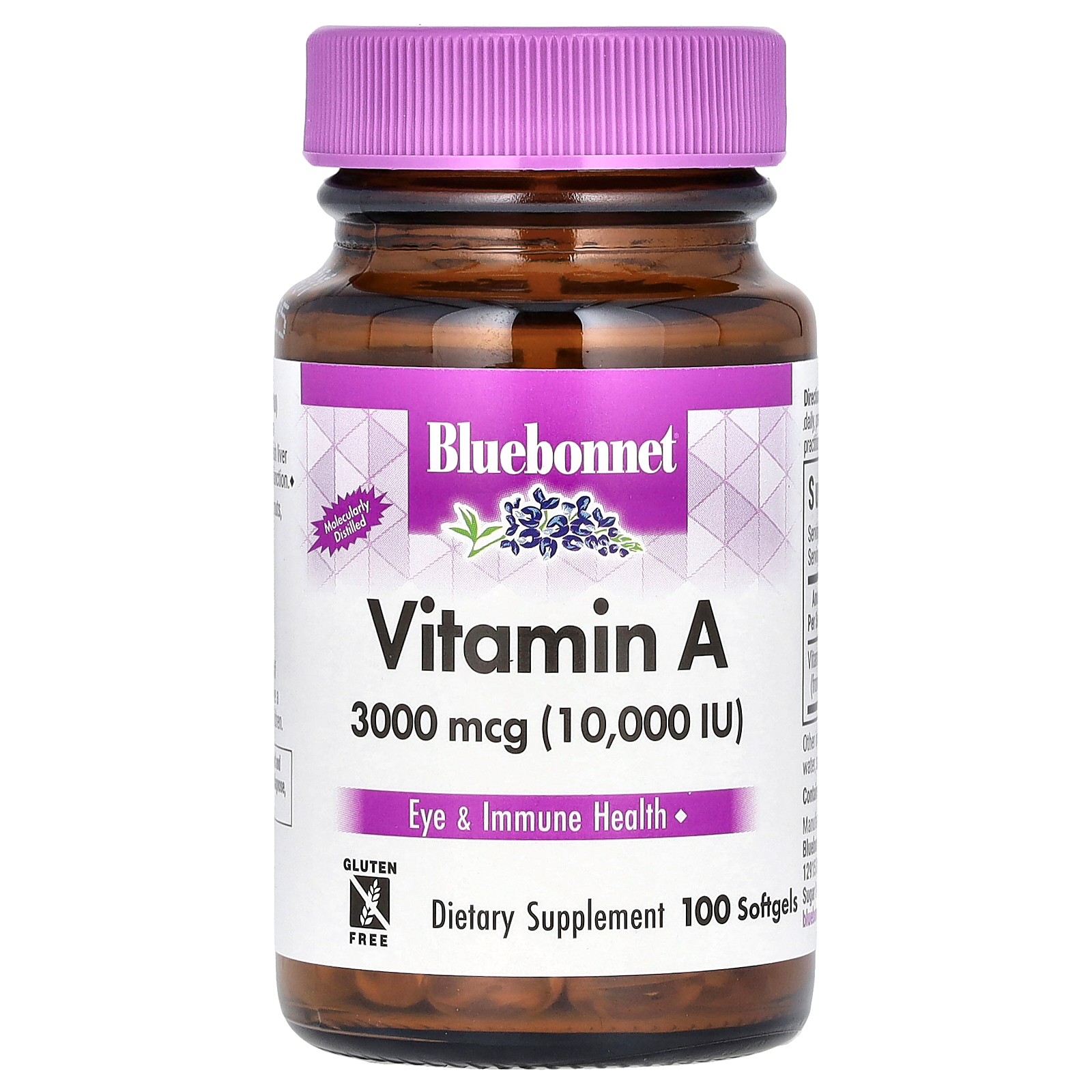 Bluebonnet Nutrition (블루보넷뉴트리션), 비타민A, 3,000mcg(10,000IU), 소프트젤 100정