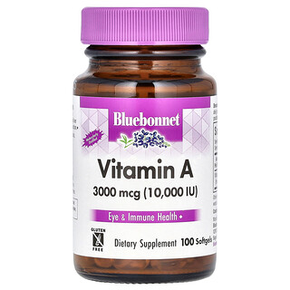 Bluebonnet Nutrition, A Vitamini, 3.000 mcg (10.000 IU), 100 Softgel