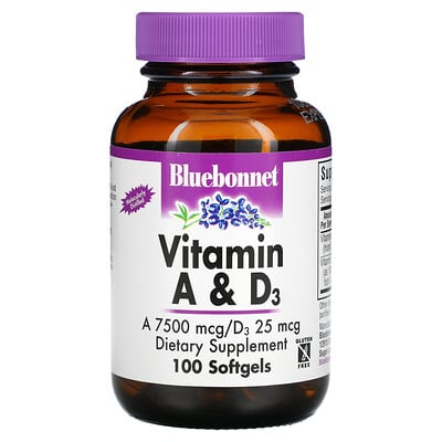 

Bluebonnet Nutrition Vitamin A & D3 100 Softgels