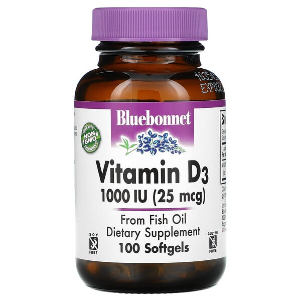 Vitamin D3, 1,000 IU (25 mcg), 100 Softgels