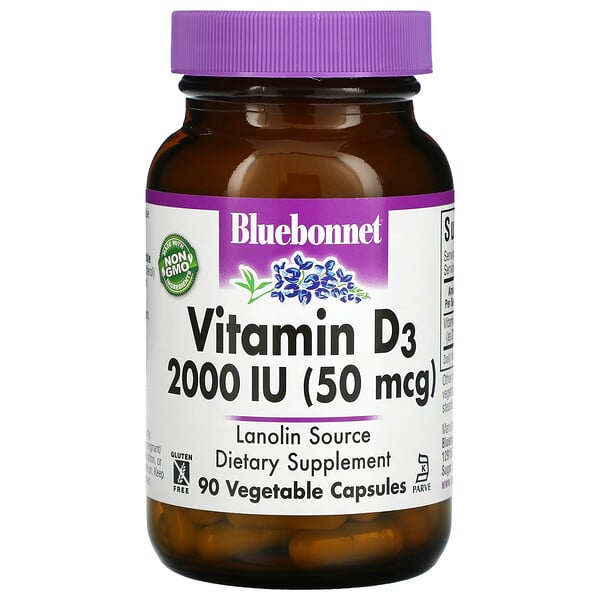 Витамин D3, 50 мкг (2000 МЕ), 90 растительных капсул