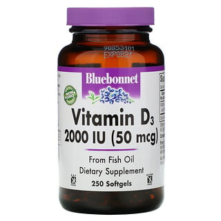 Bluebonnet Nutrition, Vitamin D3, 50 mcg, (2,000 IU), 250 Softgels