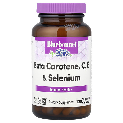 Bluebonnet Nutrition, Beta Carotene, C, E & Selenium, Betacarotin, Vitamin C, E und Selen, 120 pflanzliche Kapseln