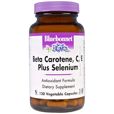 Bluebonnet Nutrition бета-каротин, витамины C, E и селен, 120 растительных капсул