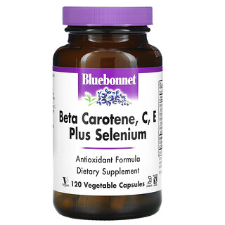 Bluebonnet Nutrition, Betacaroteno, C, E e Selênio, 120 Cápsulas Vegetais