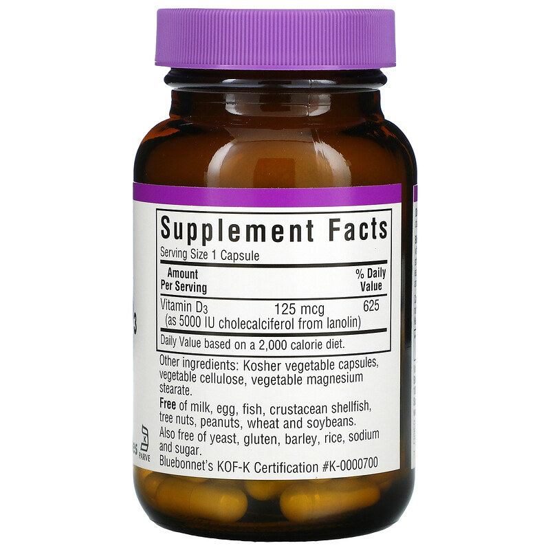 Nutrition, Vitamin D3, 125 mcg (5,000 IU), 60 Vegetable