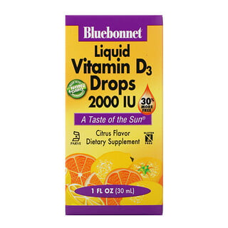 Bluebonnet Nutrition, Flüssige Vitamin-D3-Drops, Natürlicher Citrusgeschmack, 2000 IE, 1 fl. oz. (30 ml)
