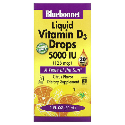 Bluebonnet Nutrition Liquid Vitamin D3 Drops Citrus 5 000 IU 1 fl oz (30 ml)