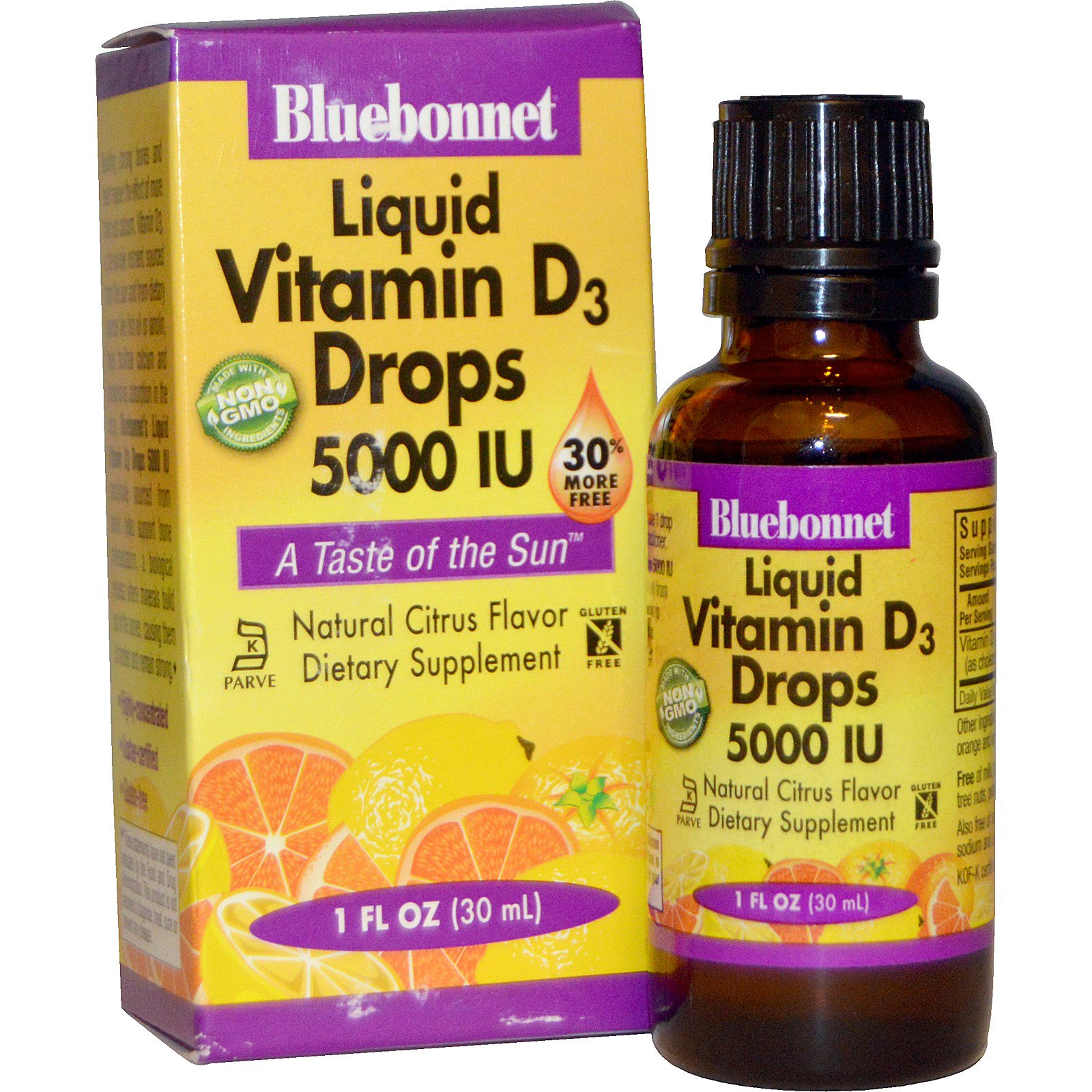 Bluebonnet Nutrition, Liquid Vitamin D3 Drops, Natural Citrus Flavor ...