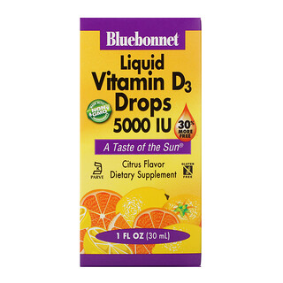 Bluebonnet Nutrition, Liquid Vitamin D3 Drops, Natural Citrus Flavor, 5,000 IU, 1 fl oz (30 ml)