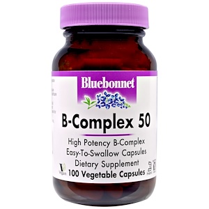 Bluebonnet Nutrition, В-комплекс 50, 100 капсул в растительной оболочке