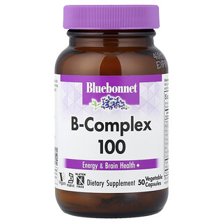 Bluebonnet Nutrition, Complejo de vitaminas B 100, 50 cápsulas vegetales