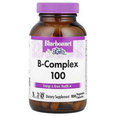 Bluebonnet Nutrition, Complejo de vitaminas B 100, 100 cápsulas vegetales