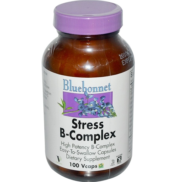 Bluebonnet Nutrition, Стресс B-комплекс 100 овощных капсул