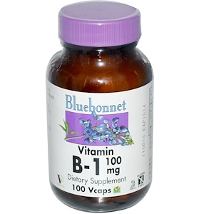 Bluebonnet Nutrition, Витамин B-1, 100 мг, 100 растительных капсул