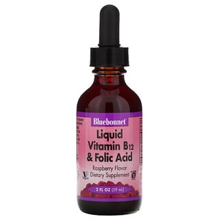 Bluebonnet Nutrition, Liquid Vitamin B-12 & Folic Acid, Natural Raspberry Flavor, 2 fl oz (59 ml)